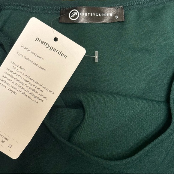 NWT PRETTYGARDEN One Shoulder Bow Dress - Green, Size Small - Picture 3 of 3